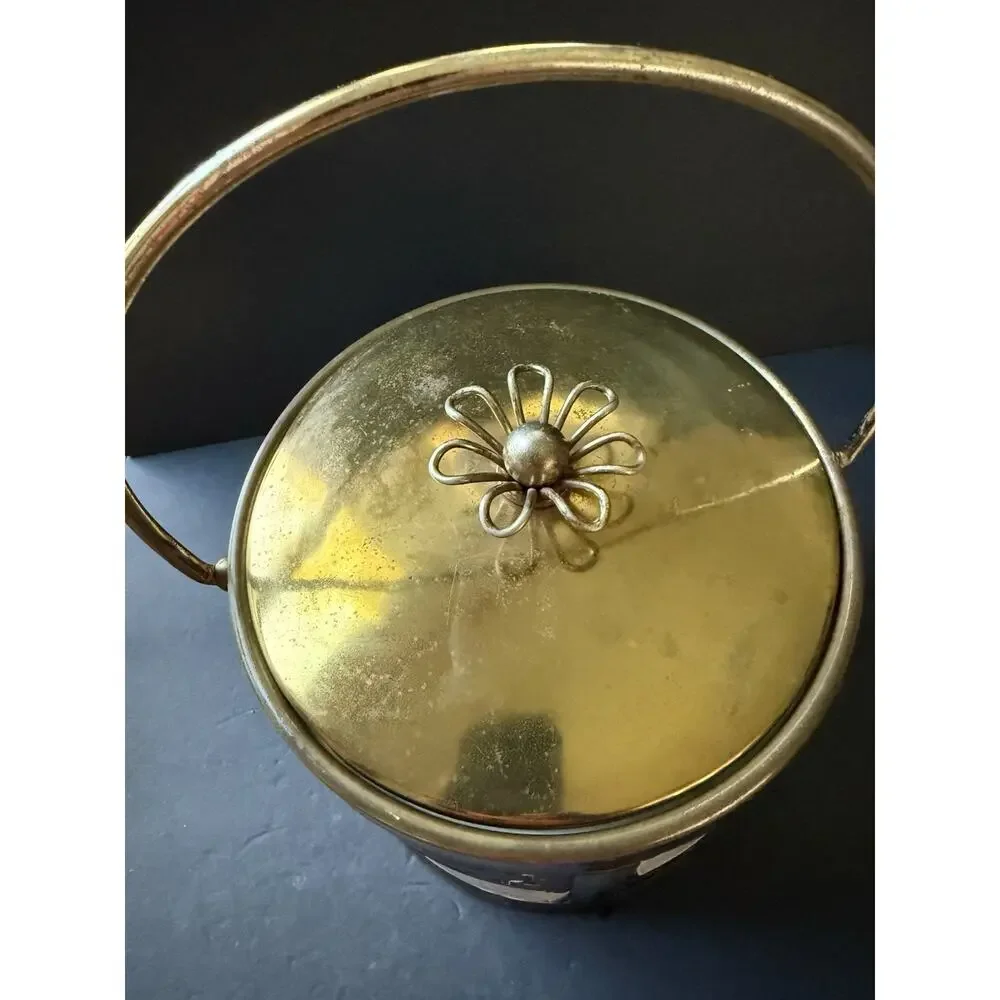 Vtg Ice Bucket Serve Master Ice Bucket Barware MCM Cocktail Drinks 1960s Brass